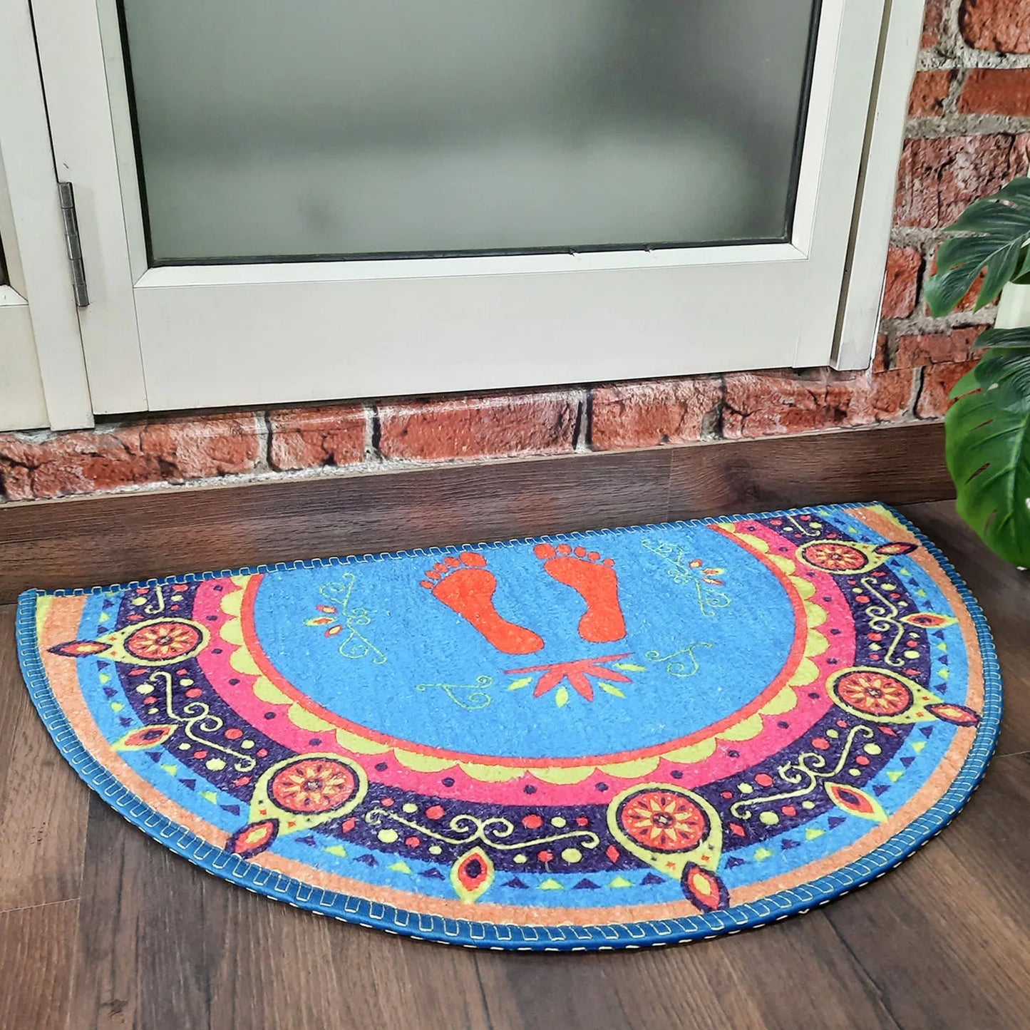 Avioni Home Floor Mats in Beautiful Traditional Lakshmi Padma (Feet) Design – Anti Slip, Durable & Washable | Outdoor & Indoor