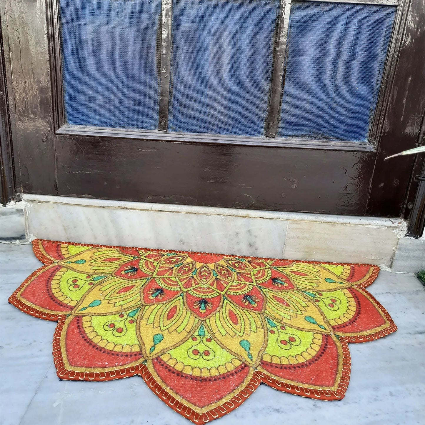 Avioni Home Floor Mats in Beautiful Traditional Rangoli Vibrant Design – Anti Slip, Durable & Washable | Outdoor & Indoor