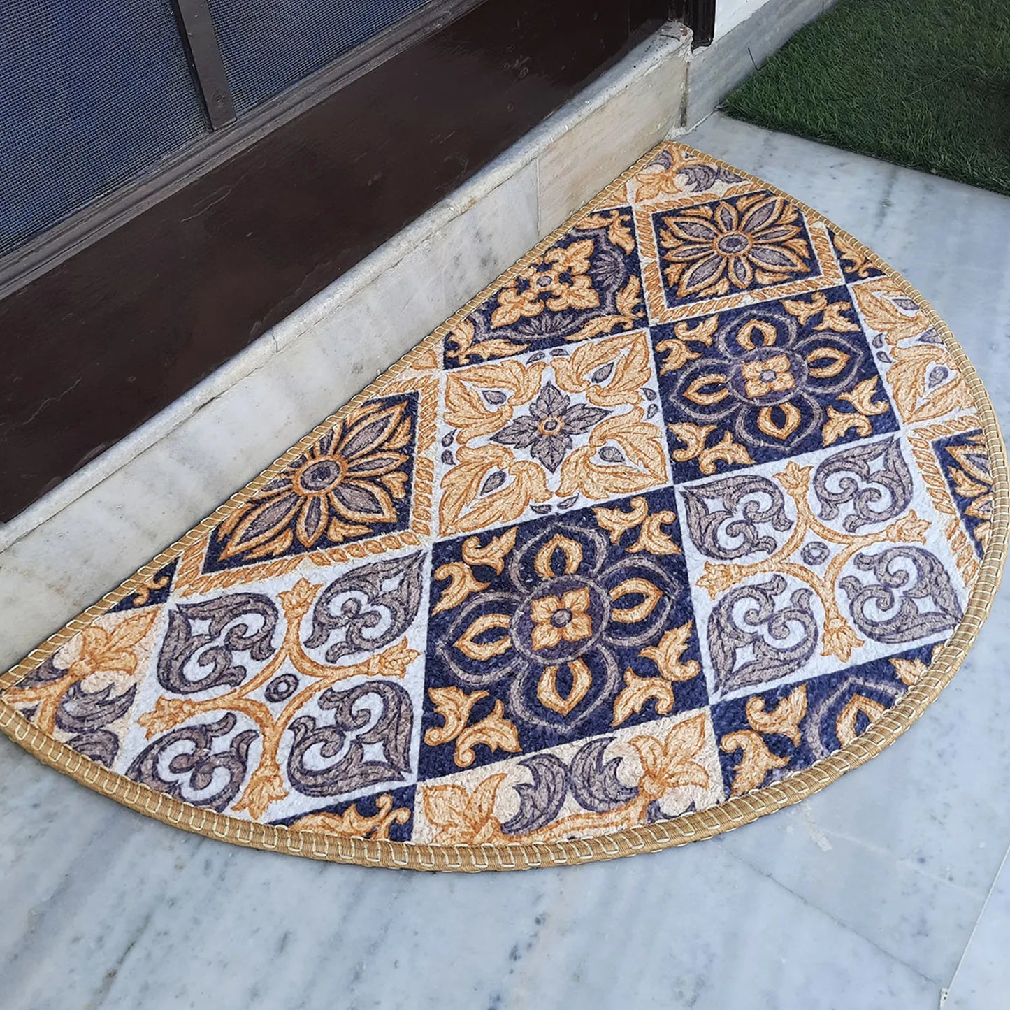 Avioni Home Floor Mats in Beautiful Moroccan Brown Design – Anti Slip, Durable & Washable | Outdoor & Indoor