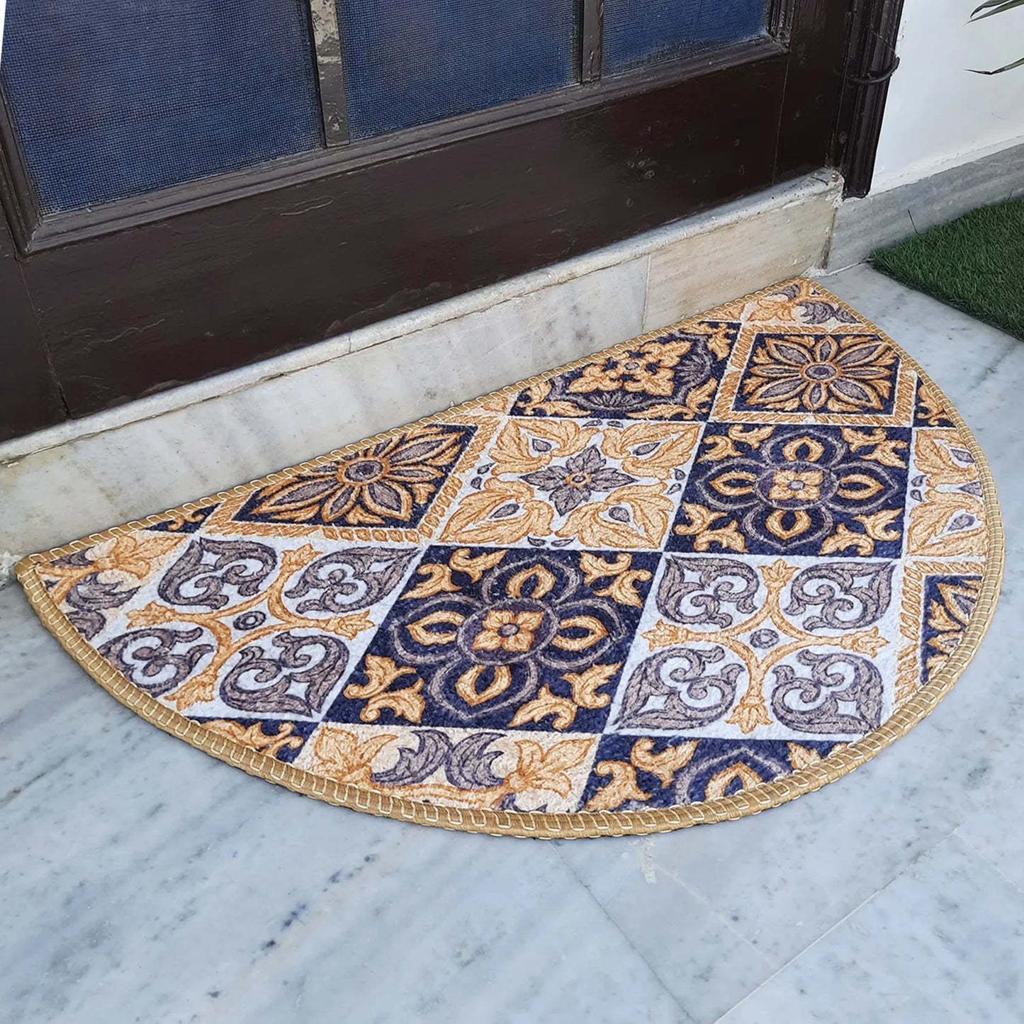 Avioni Home Floor Mats in Beautiful Moroccan Brown Design – Anti Slip, Durable & Washable | Outdoor & Indoor