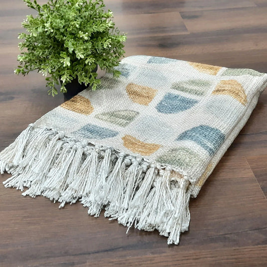 Avioni Home Sofa Throw | Handloom Weaved Bohemian Blanket with Fringes | Modern Soft Travel Blanket, Throws for Sofas, Armchair, Couch and Bed
