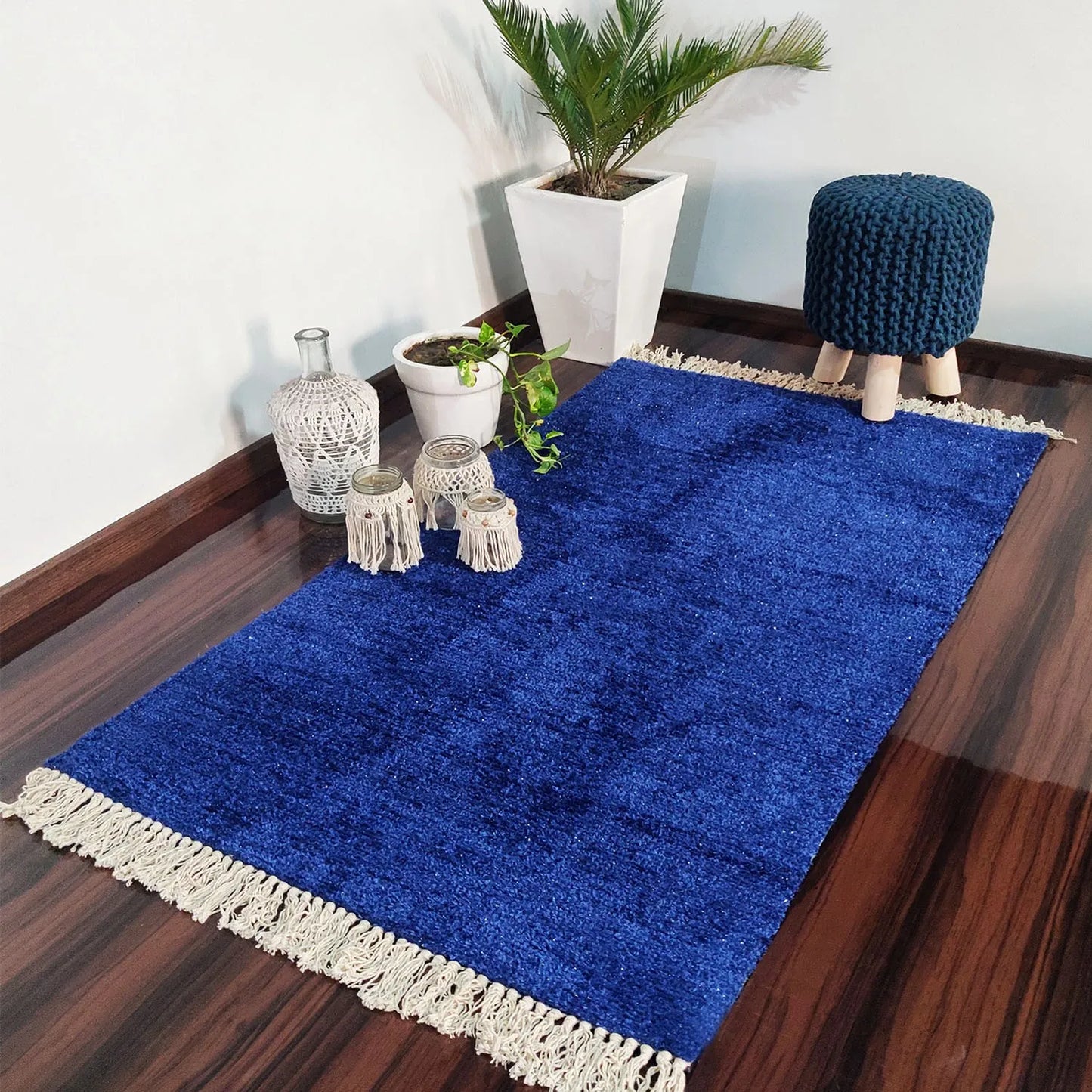 Clearance Sale-Avioni Carpets for Living Room – Neo Modern Collection Blue Solid Carpet/Rug – 90cm x 150cm (~3×5 Feet)