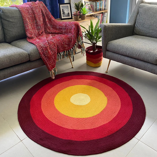 Avioni Home Cotton Carpet Collection – Hand Braided Round Rising Sun Rug – 120cm