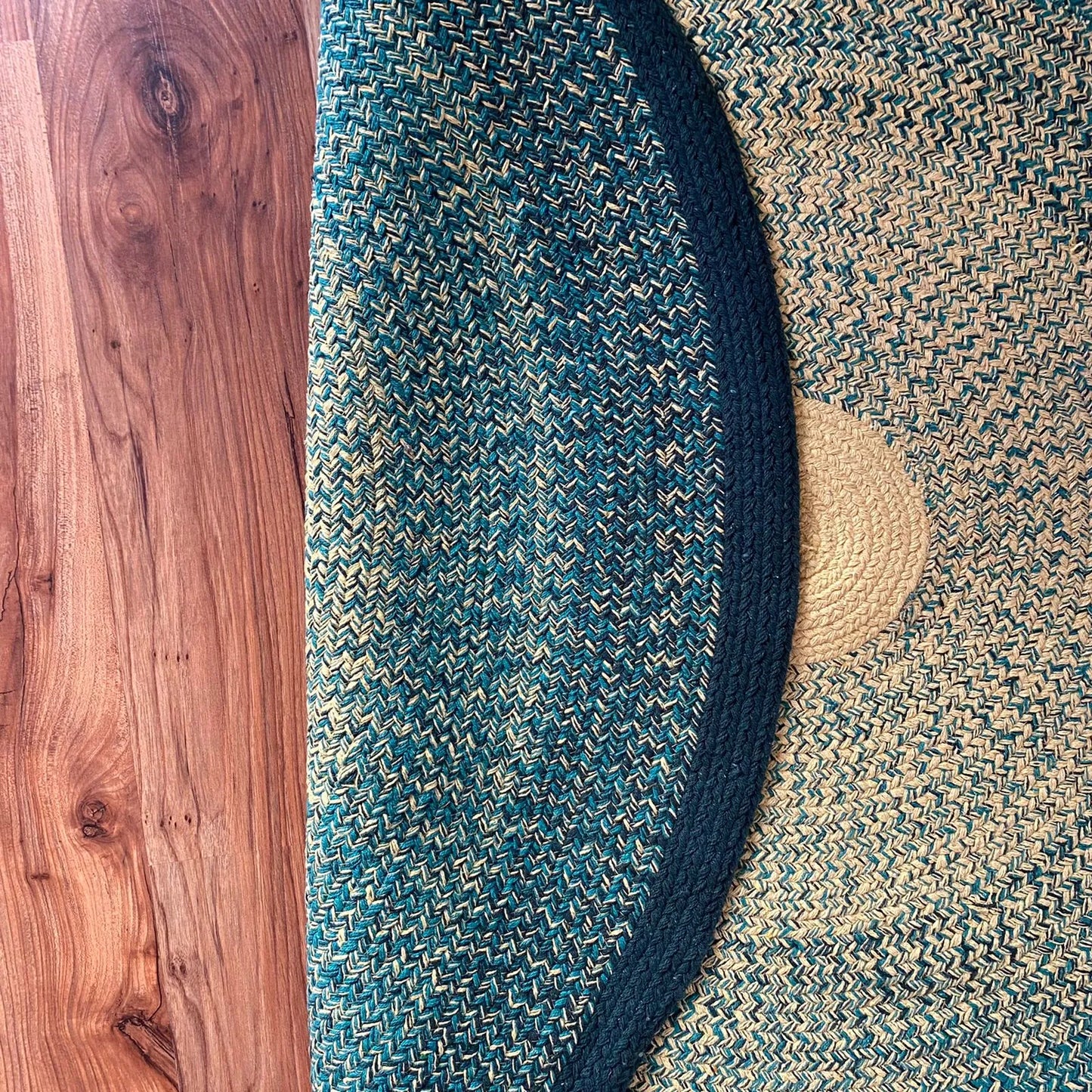 Avioni Home Cotton Carpet Collection – Hand Braided Cotton – Green Gradient Forest Rug – 140cm Round