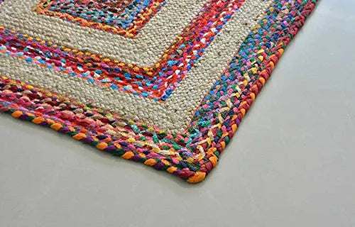 Avioni Home Contemporary Collection – Eco-friendly Recycled Jute & Chindi Handmade Braided Area Rug – Colorful Contemporary Design