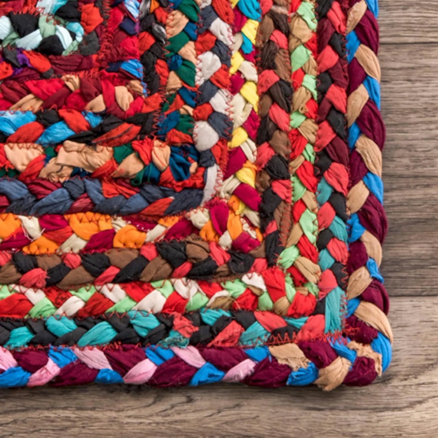 Avioni Home Premium Collection – Contemporary Braided Rag Rug – Colorful Cotton Chindi