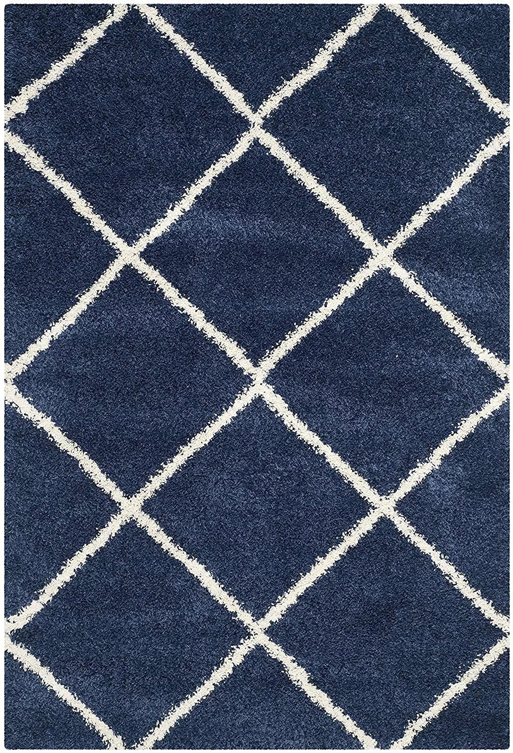 Avioni Home Atlas Collection – Microfiber Moroccan Style Lattice Carpets – Blue and White