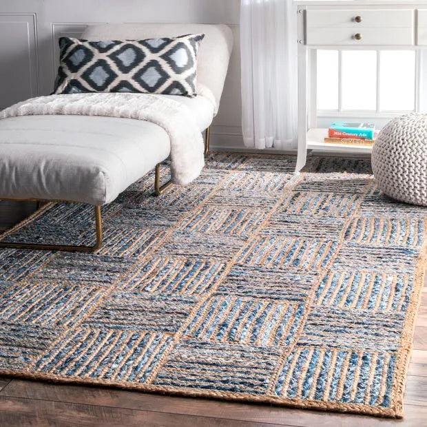 Avioni Home Contemporary Collection – Recycled Denim And Jute Multi-Square