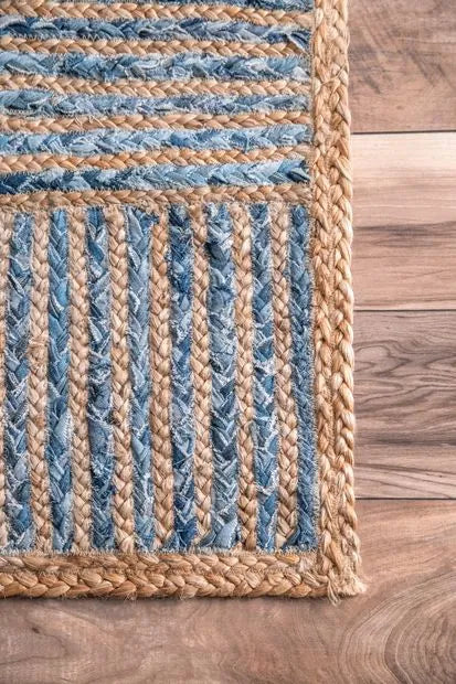 Avioni Home Contemporary Collection – Recycled Denim And Jute Multi-Square
