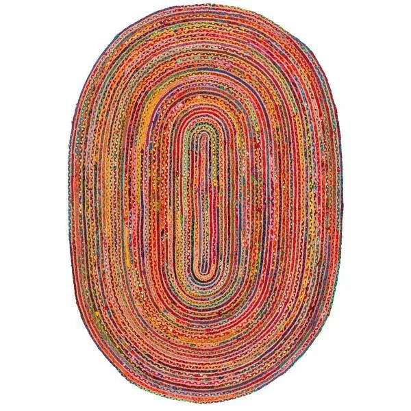Avioni Home Premium Carpet Collection – Chindi & Jute Handmade Braided Oval Rug – Ecofriendly