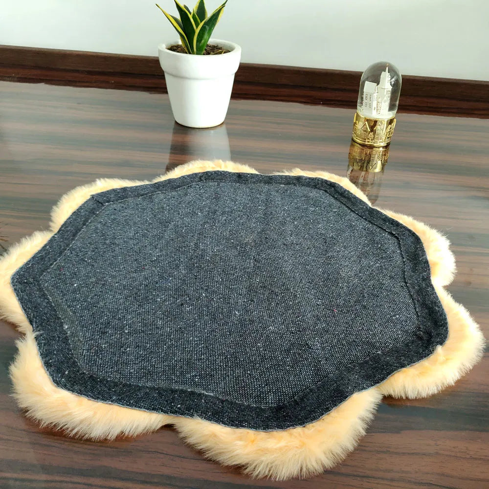 Avioni Home Premium Medium Fur Rug – Soft, Shaggy & Fluffy Flower Carpet – Peach