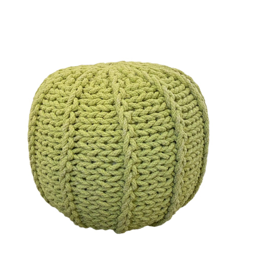 Avioni Home Luxury Collection – Hand Knotted Boho Look Watermelon Style Pouf / Ottoman – Lime Green