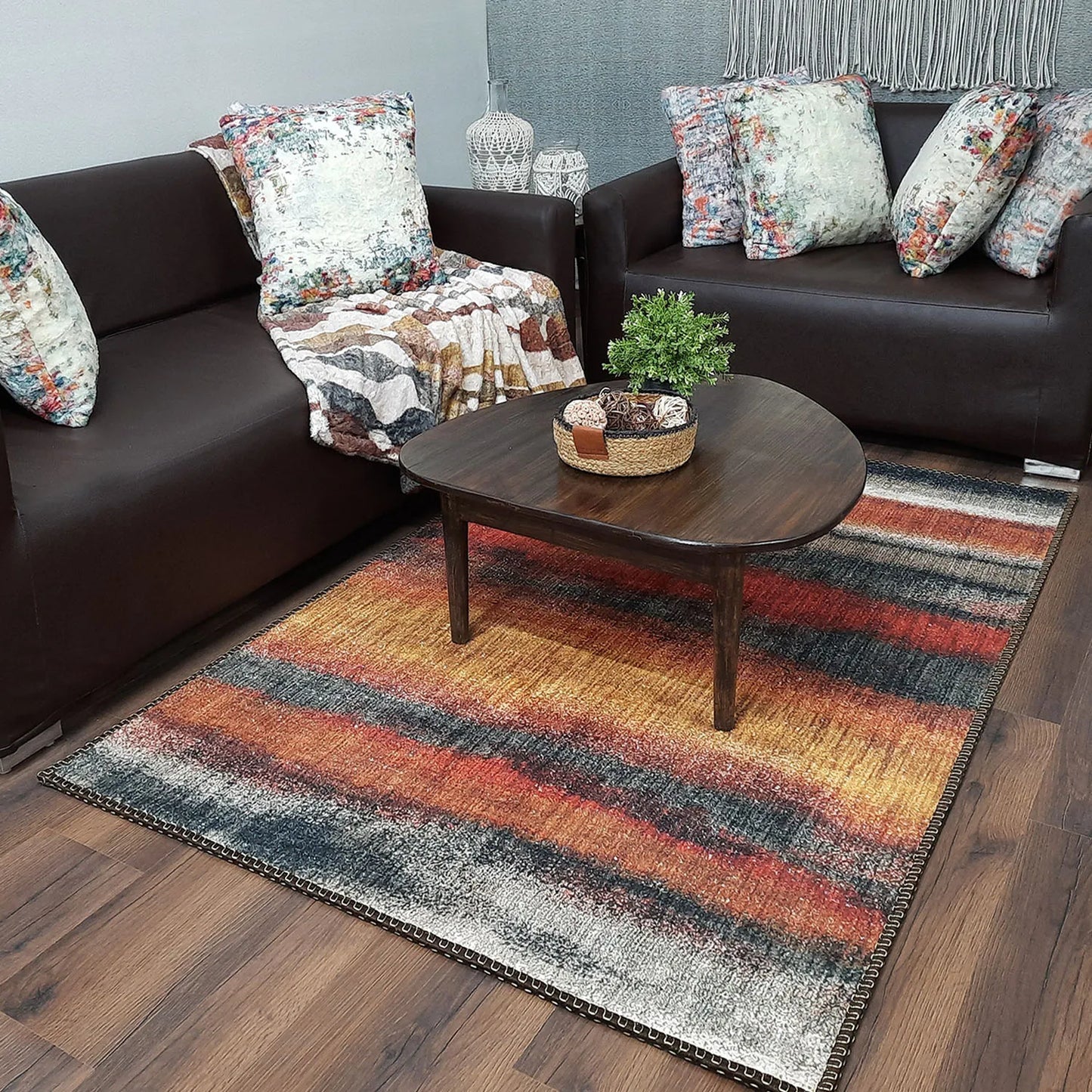 Avioni Home Faux Silk Rug | Create a Chic Living Room | Luxurious, Durable and Washable | Earthy Elegance Collection