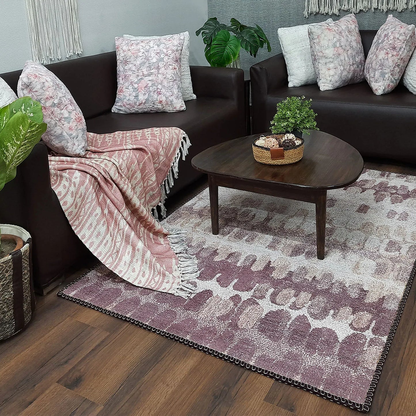 Avioni Home Faux Silk Carpet for Your Living Room | Modern Design | Durable and Washable | BerryBliss Collection
