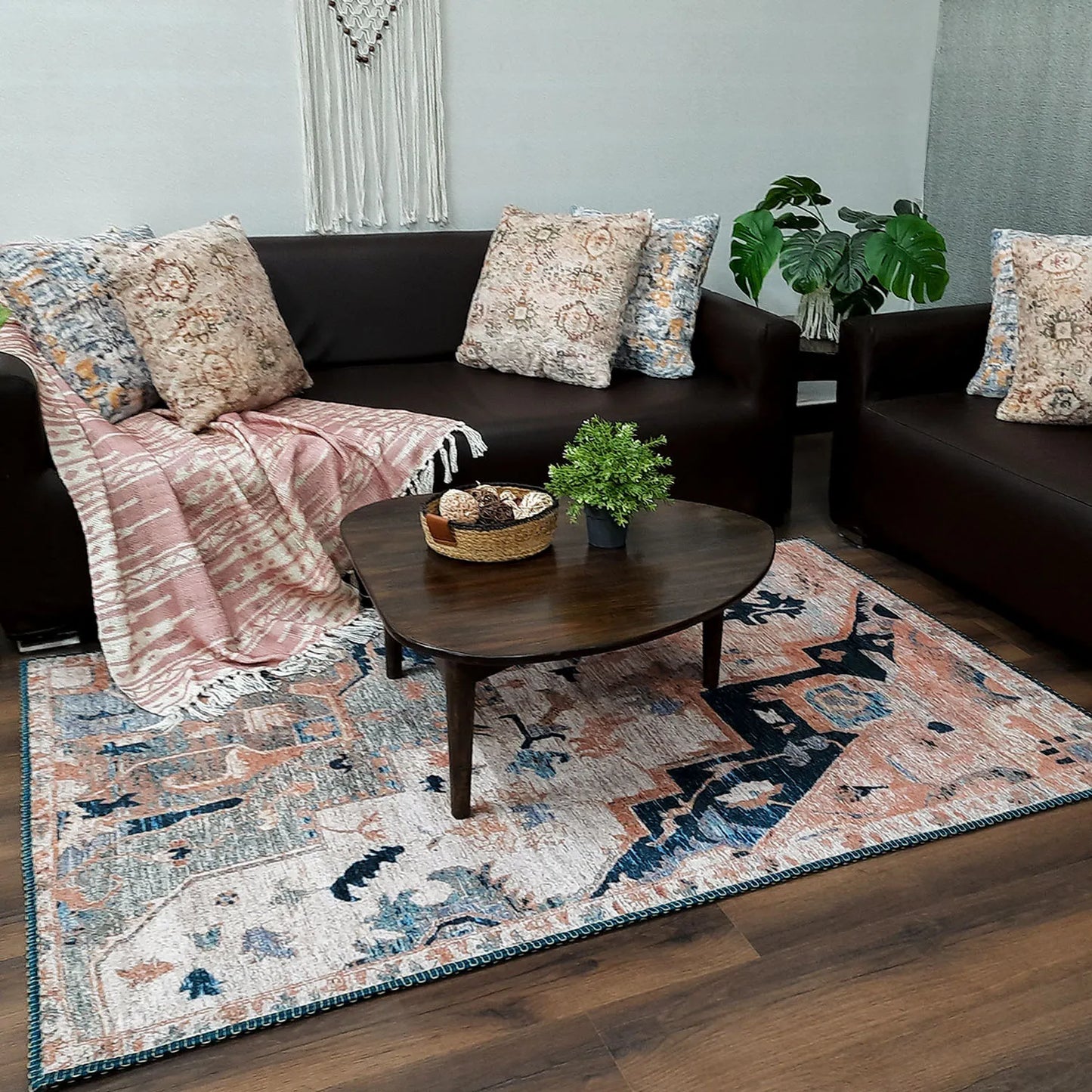 Avioni Home Faux Silk Carpet for a Stylish and Modern Living Room | Durable and Washable | RoseWood Collection