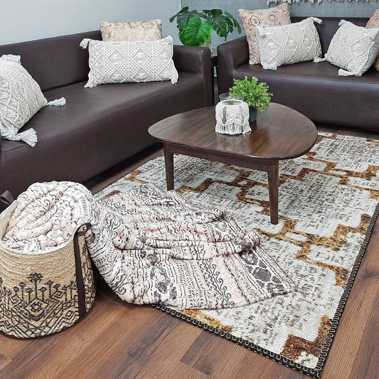 Avioni Home Faux Silk Rug | Create A Stylish Living Room | Luxurious, Durable and Washable | Earthy Elegance Collection