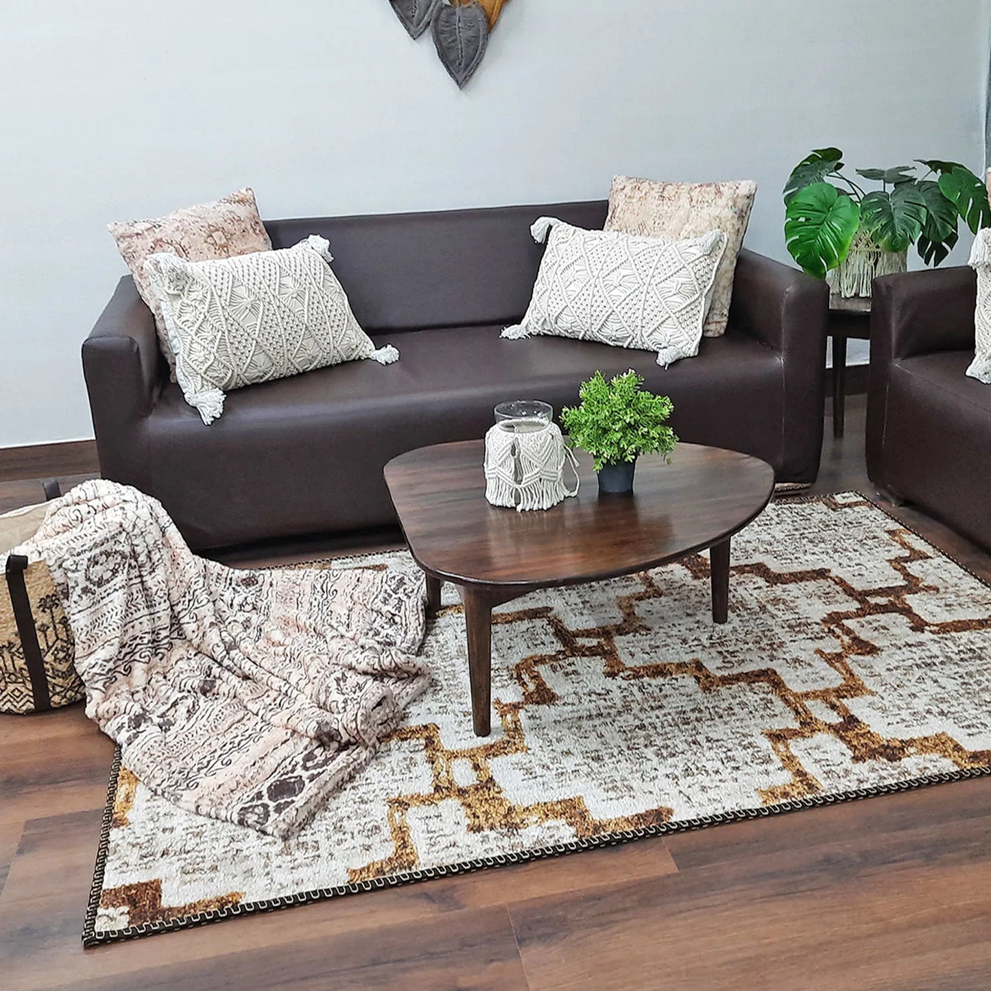 Avioni Home Faux Silk Rug | Create A Stylish Living Room | Luxurious, Durable and Washable | Earthy Elegance Collection