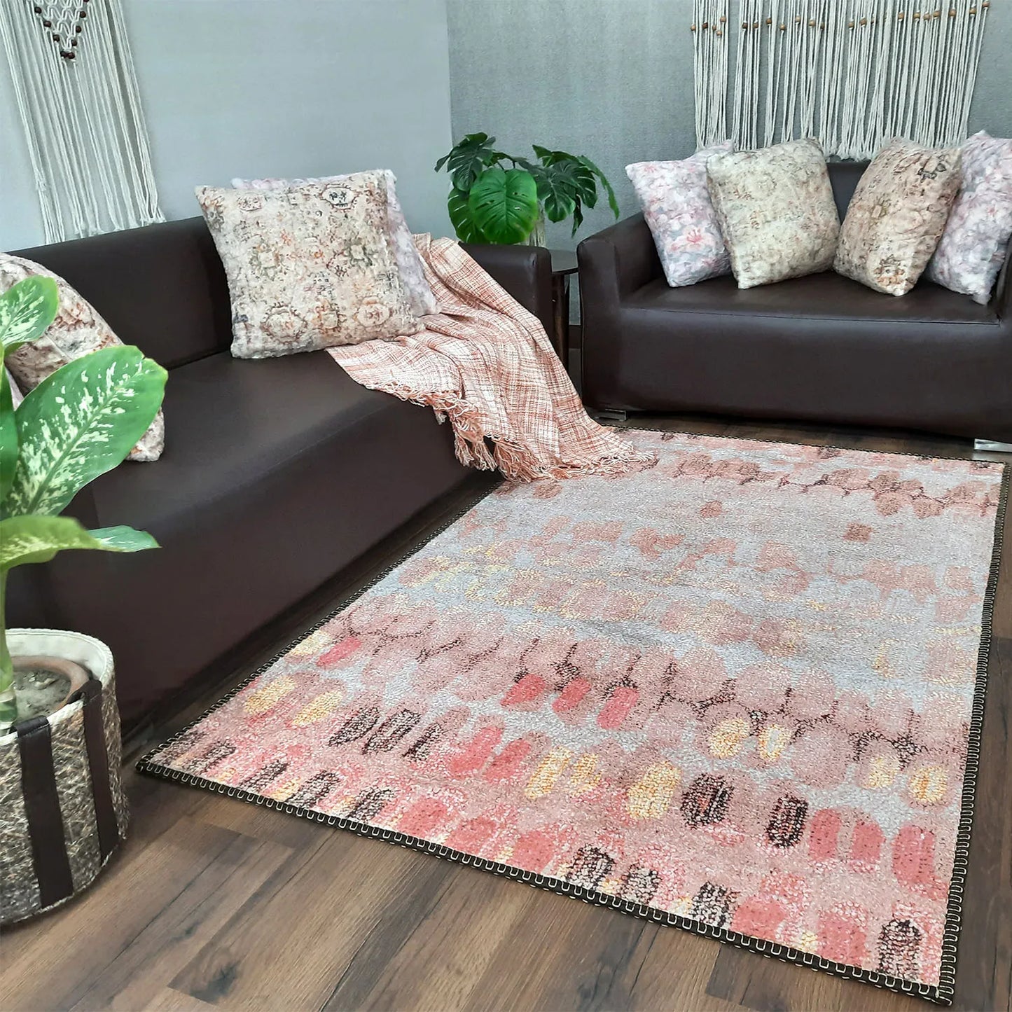 Avioni Home Faux Silk Carpet For a Stylish Living Room | Modern, Durable and Washable | RoseWood Collection