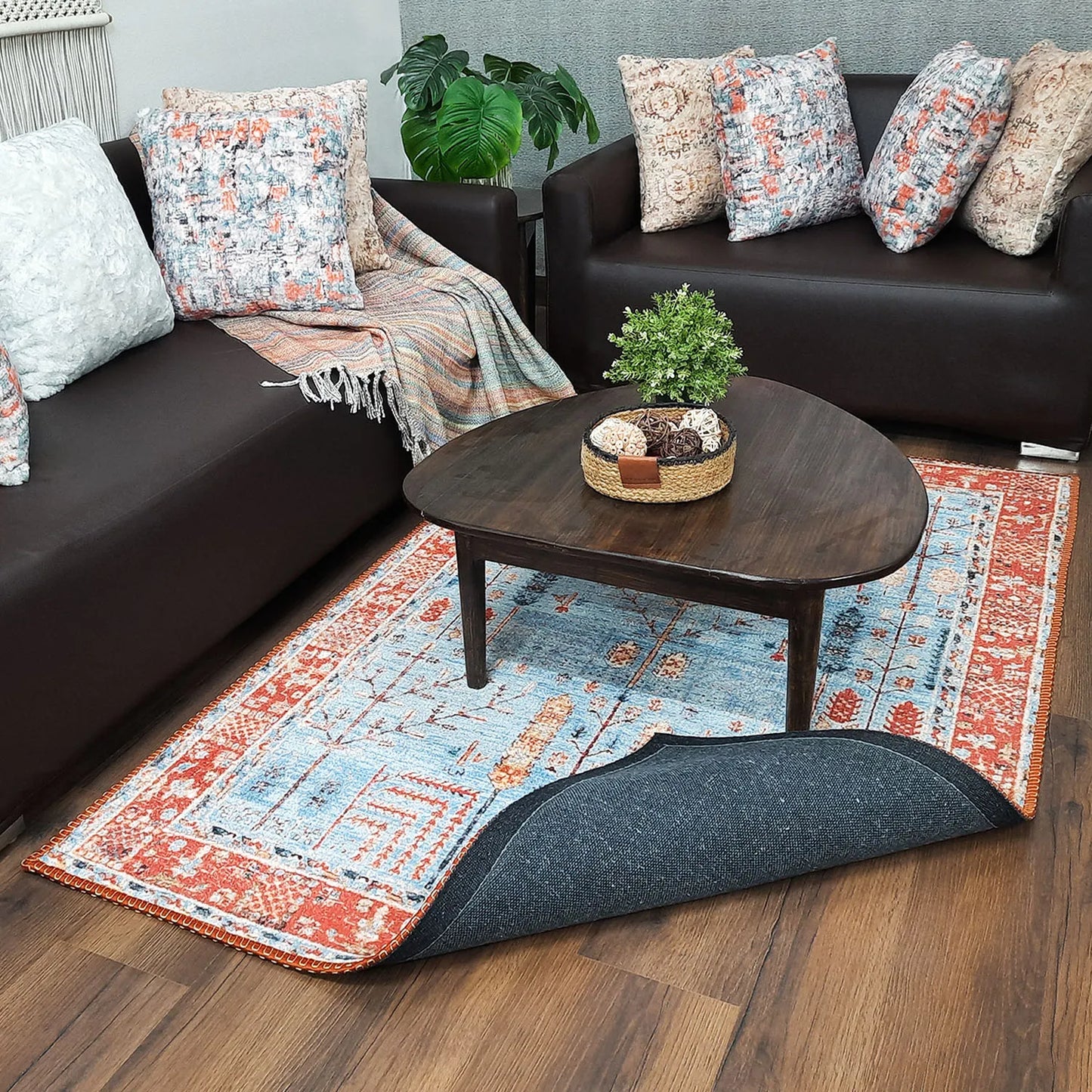 Avioni Home Faux Silk Carpet for Your Living Room | Persian Design | Durable and Washable | BrickLane Collection