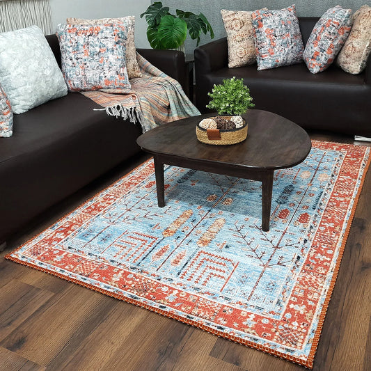Avioni Home Faux Silk Carpet for Your Living Room | Persian Design | Durable and Washable | BrickLane Collection
