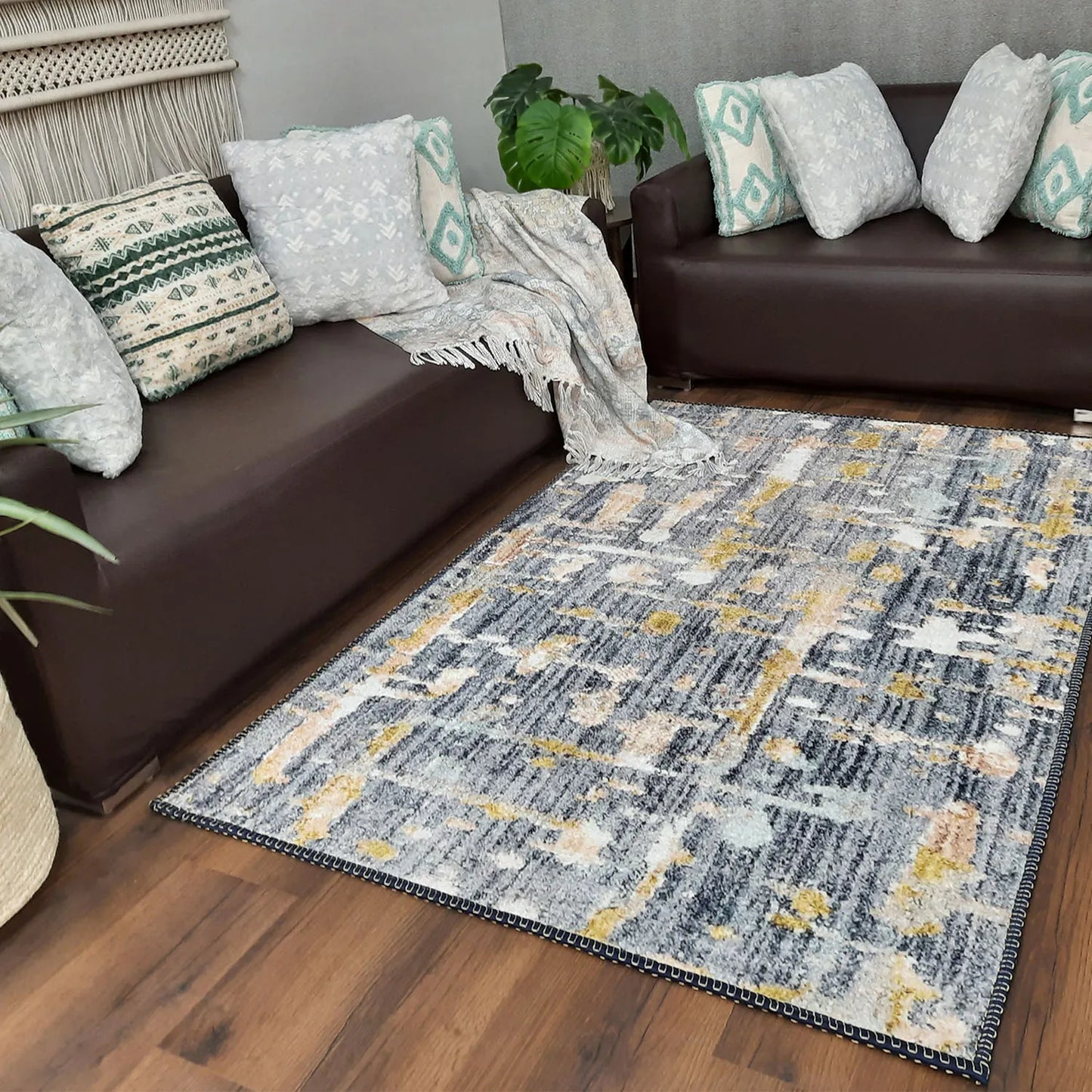 Avioni Home Faux Silk Carpet | Add a Touch of Glamour to Your Living Room | Durable and Washable | GreyDawn Collection