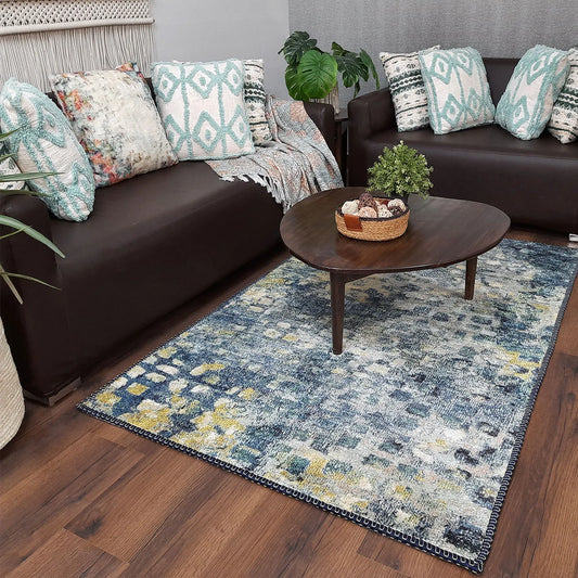 Avioni Home Faux Silk Carpet for Your Living Room | Durable and Washable | GreyDawn Collection
