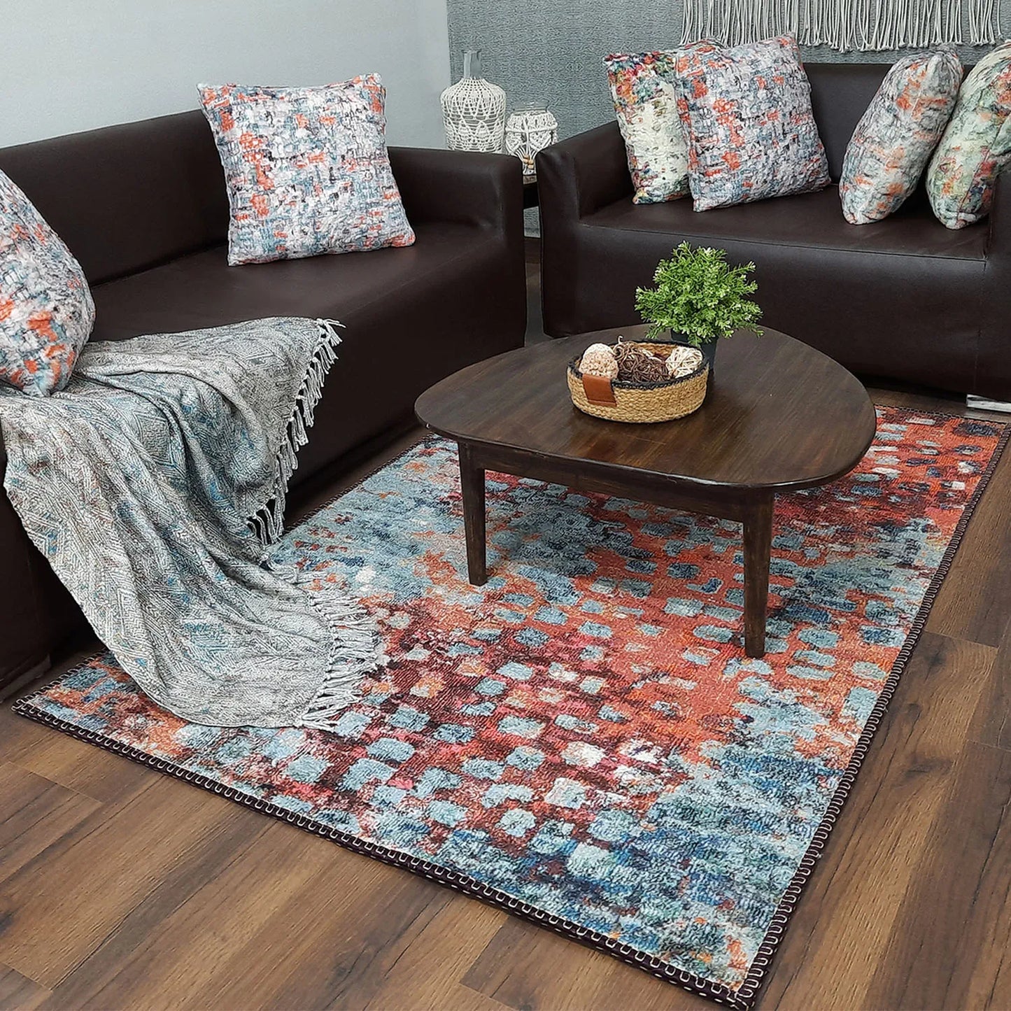 Avioni Home Faux Silk Carpet for Your Living Room | Timeless and Elegant Look | Durable and Washable | BrickLane Collection