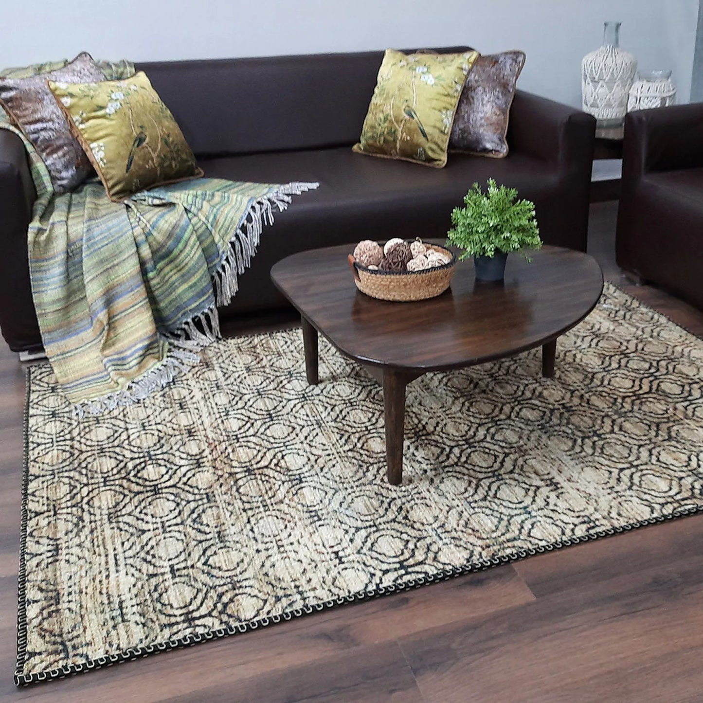 Avioni Home Faux Silk Carpet for Your Living Room | Luxurious, Designed to Last and Washable | Earthy Elegance Collection