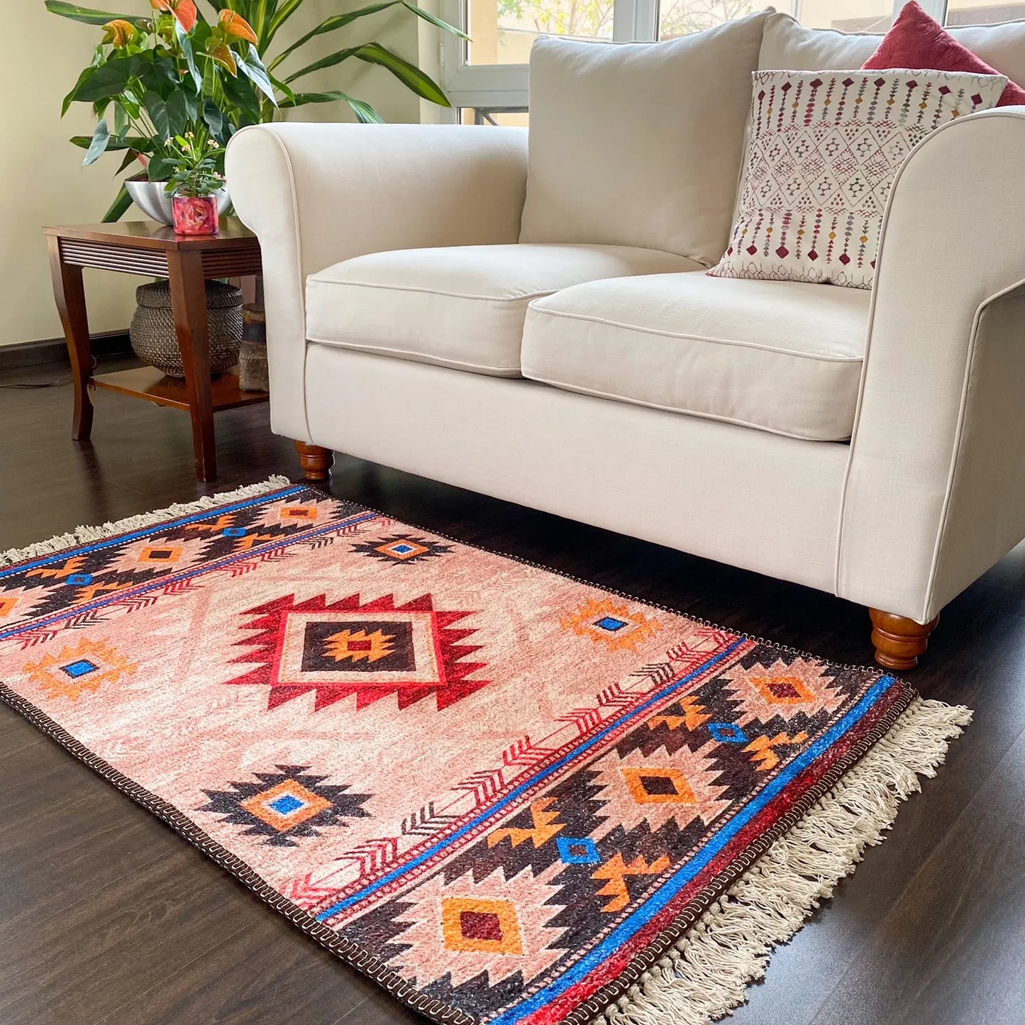 Avioni Home Faux Silk Carpet – Ethnic Collection – Premium Living Room Rug – Tribal Design