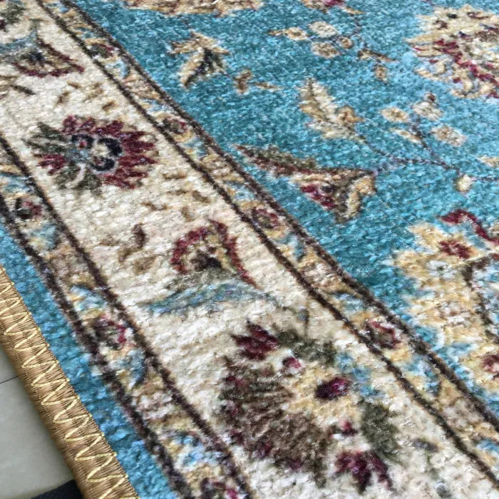 Avioni Home Contemporary Design – Faux Silk Carpet – Living Room Rug – Light Blue
