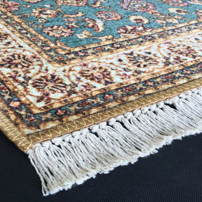 Silk Carpet Persian Design Collection Beige N Blue – Living Room Rug