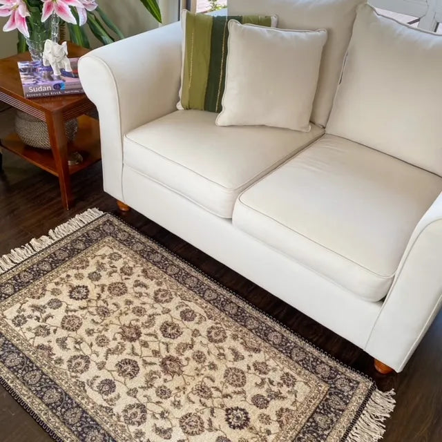 Avioni Home Classic Design – Faux Silk Carpet – Living Room Rug – Beige