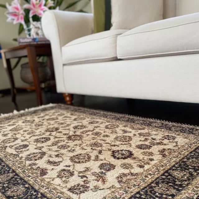 Avioni Home Classic Design – Faux Silk Carpet – Living Room Rug – Beige