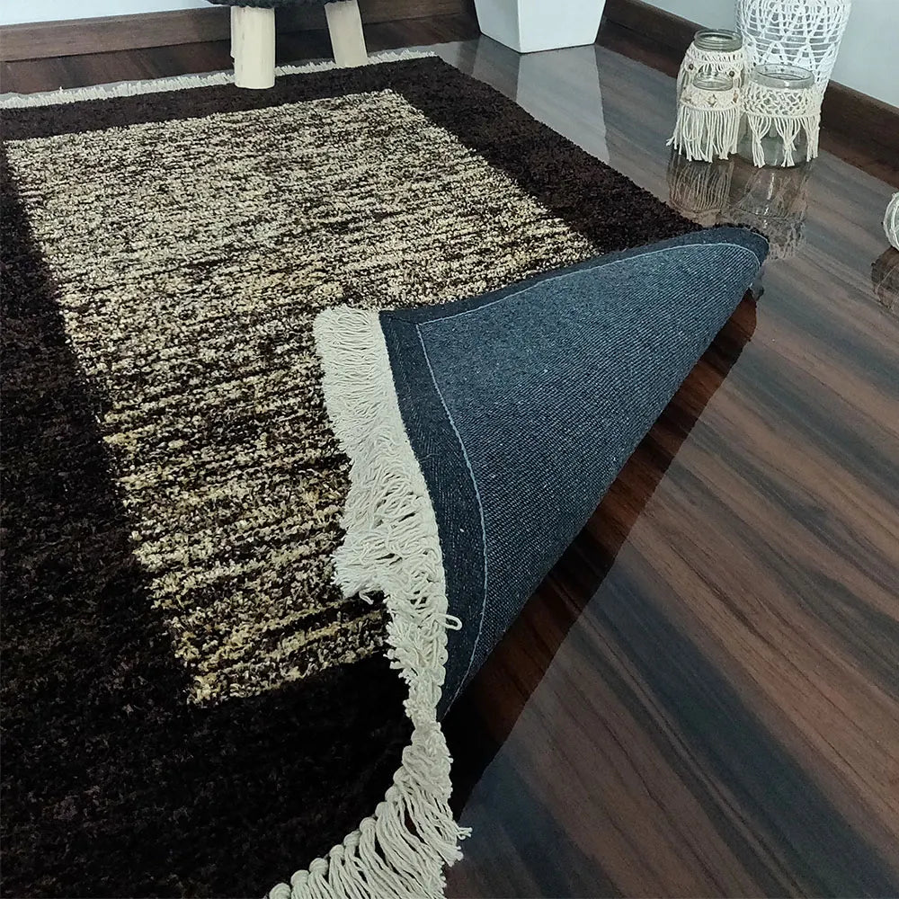 Avioni Home Neo Modern Collection – Luxury Faux Silk Carpet – Brown & White Tie-dye Design