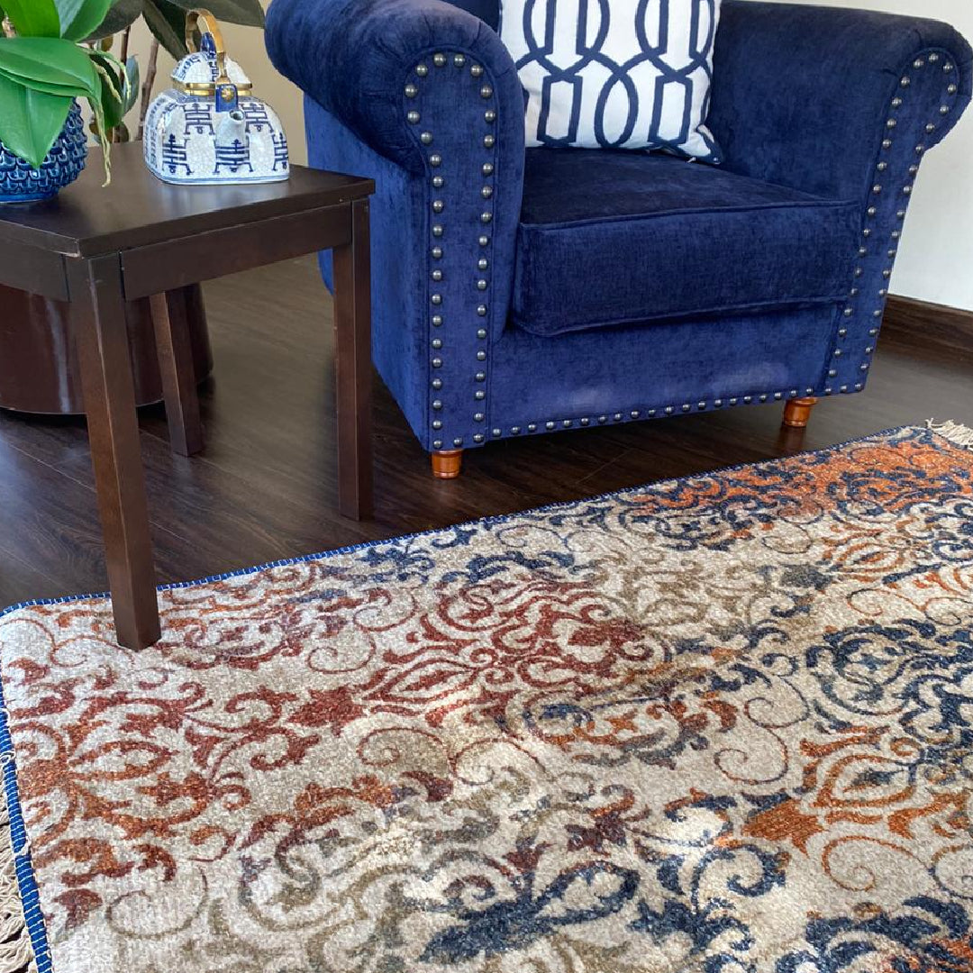 Avioni Home Faux Silk Carpet – Premium Distressed & Trendy Living Room Rug – Multicolor Tribal Design