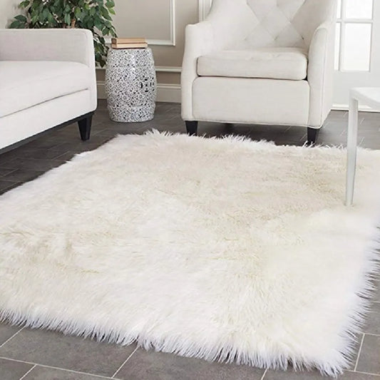 Avioni Home Premium Long Fur Rug – Soft, Shaggy & Fluffy Carpet – Snow White
