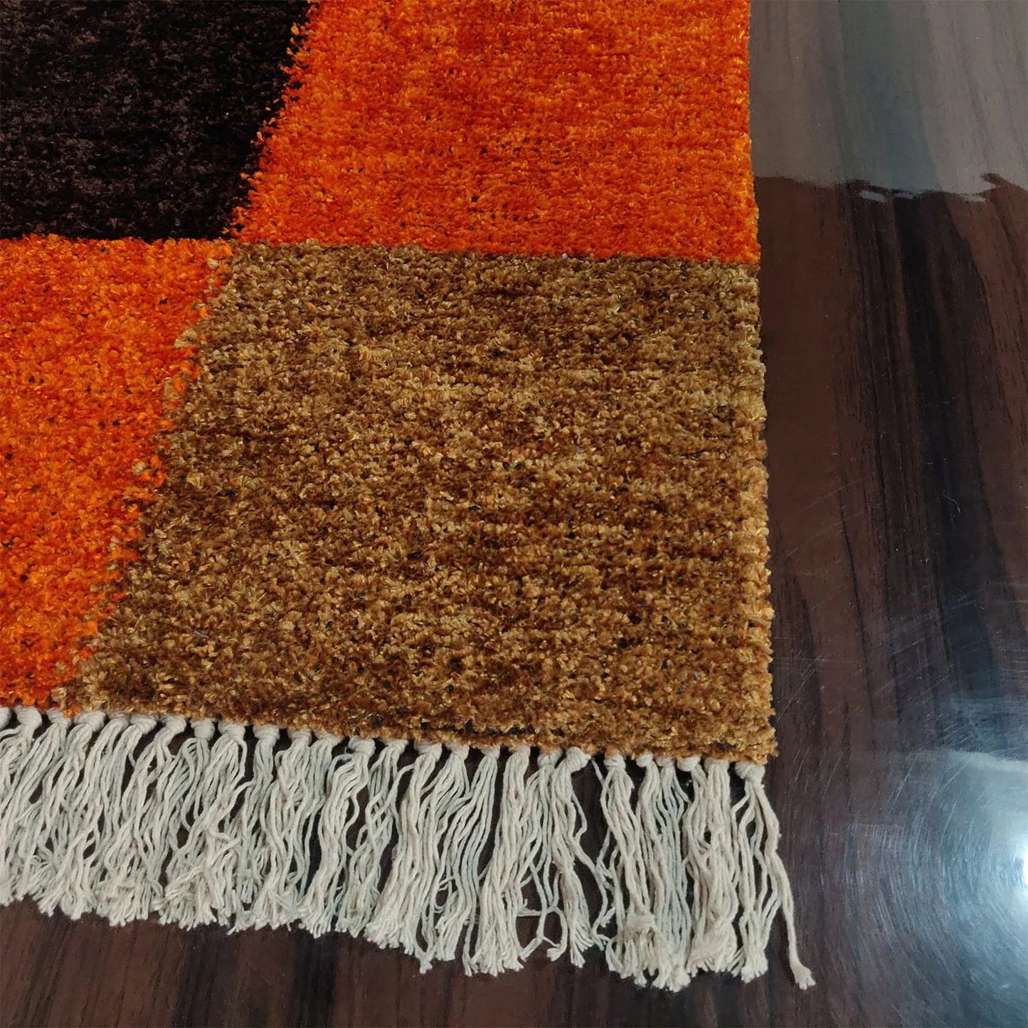 Avioni Carpets for Living Room/Pooja Room – Neo Modern Collection Orange-Coffee Box Carpet/Rug – 90cm x 150cm (~3×5 Feet)