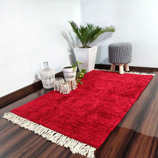 Avioni Carpets for Living Room/Pooja Room – Neo Modern Collection Red Carpet/Rug – 90cm x 150cm (~3×5 Feet)