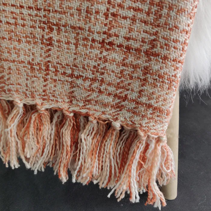 Avioni Home Noor Collection – Sofa Throw / Blanket – Super Soft Acrylic Handloom Weaved – Orange Multicolor