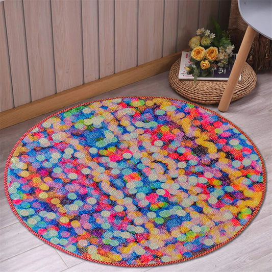 Avioni Home Round Carpet For Kids Room – Multi-colored Dots