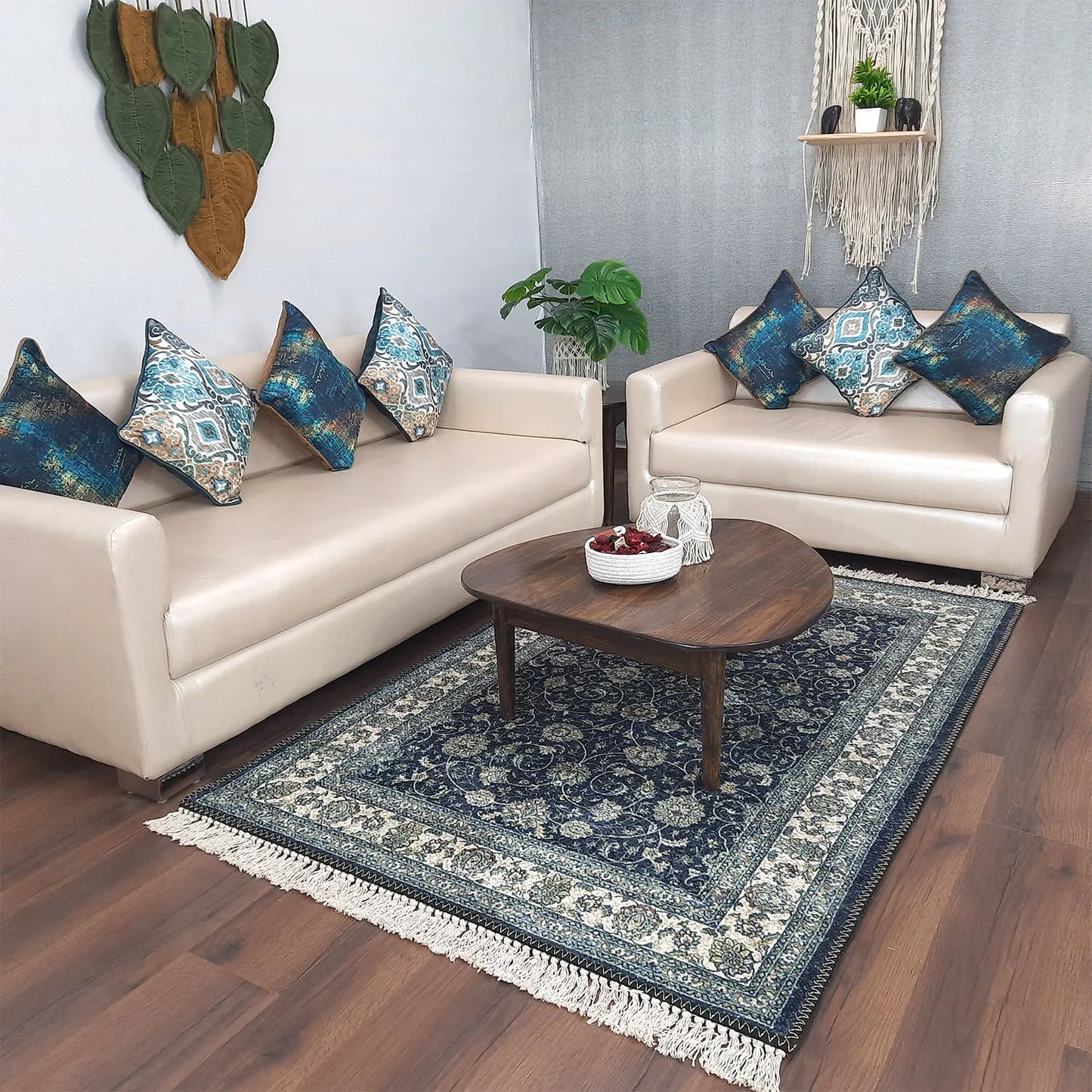 Avioni Home Faux Silk Carpet Beautiful Persian Design in Black – Carpet for Living Room