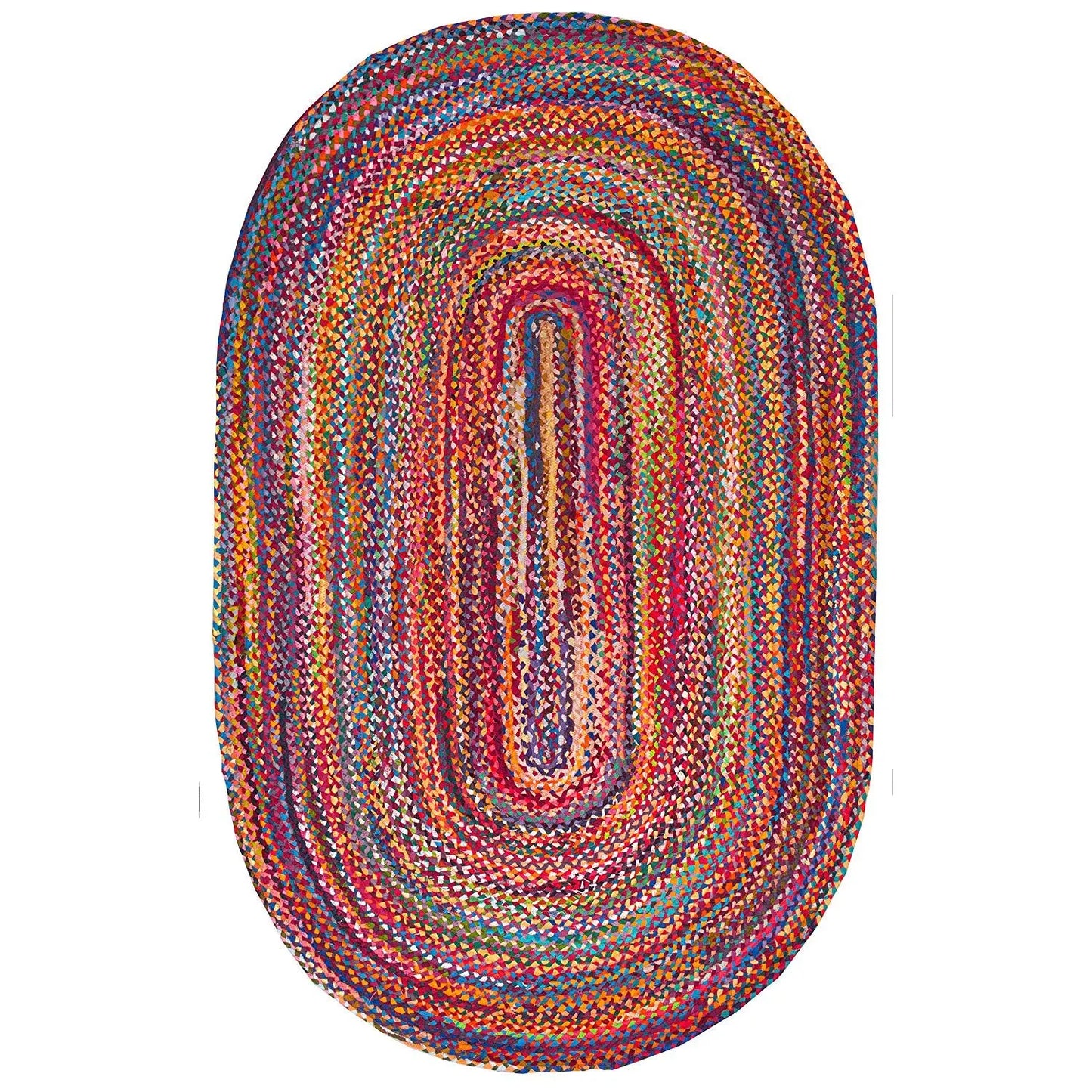 Avioni Home Eco Collection – Handbraided Chindi Rag Rug – Colorful Oval Design