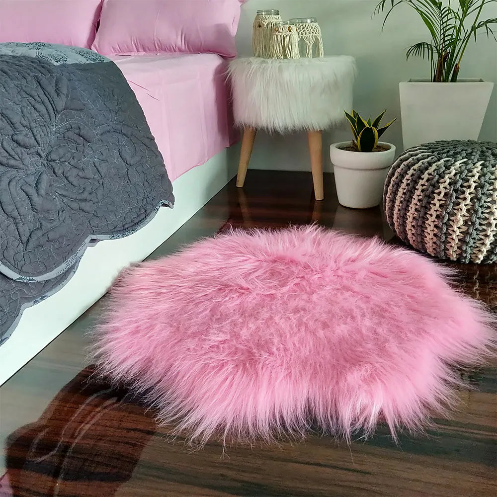 Avioni Home Premium Long Fur Rug – Soft, Shaggy & Fluffy Flower Carpet – Pink