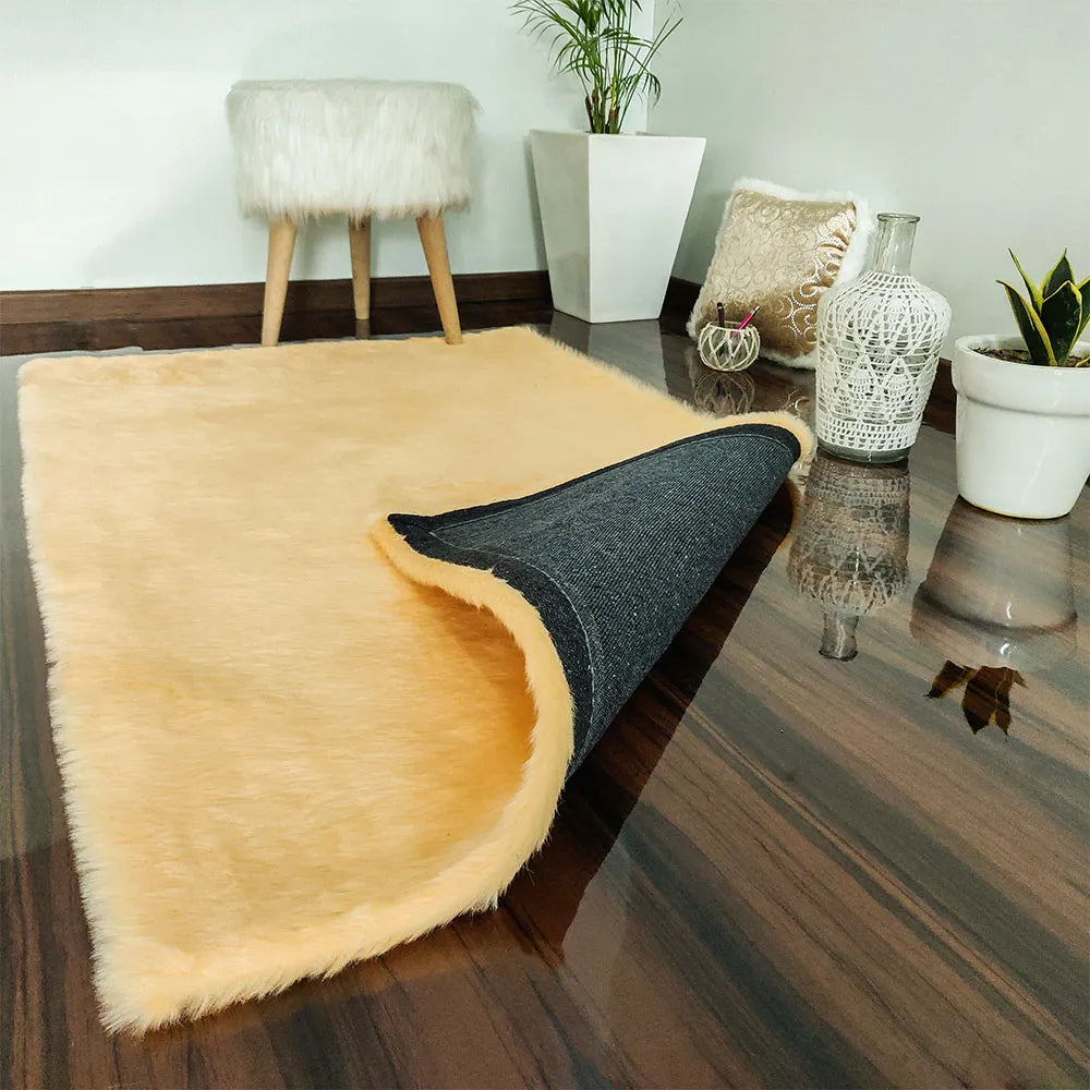 Avioni Home Premium Medium Fur Rug – Soft, Shaggy & Fluffy Carpet – Peach – Multiple Sizes
