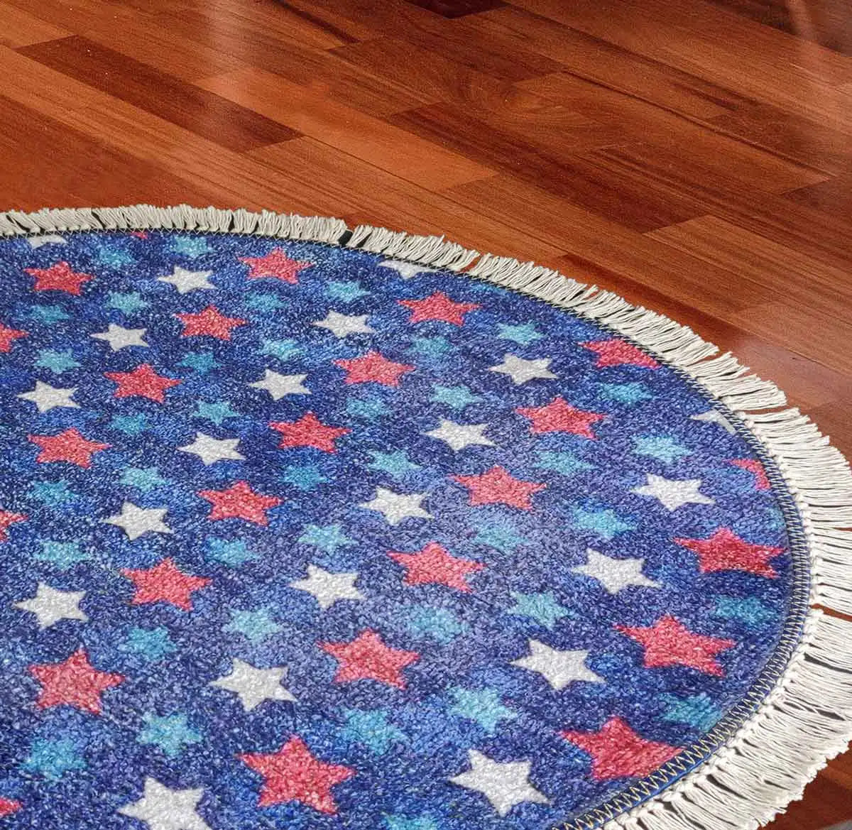 Avioni Home Kids Collection – Round Rug – Red, White & Blue Stars