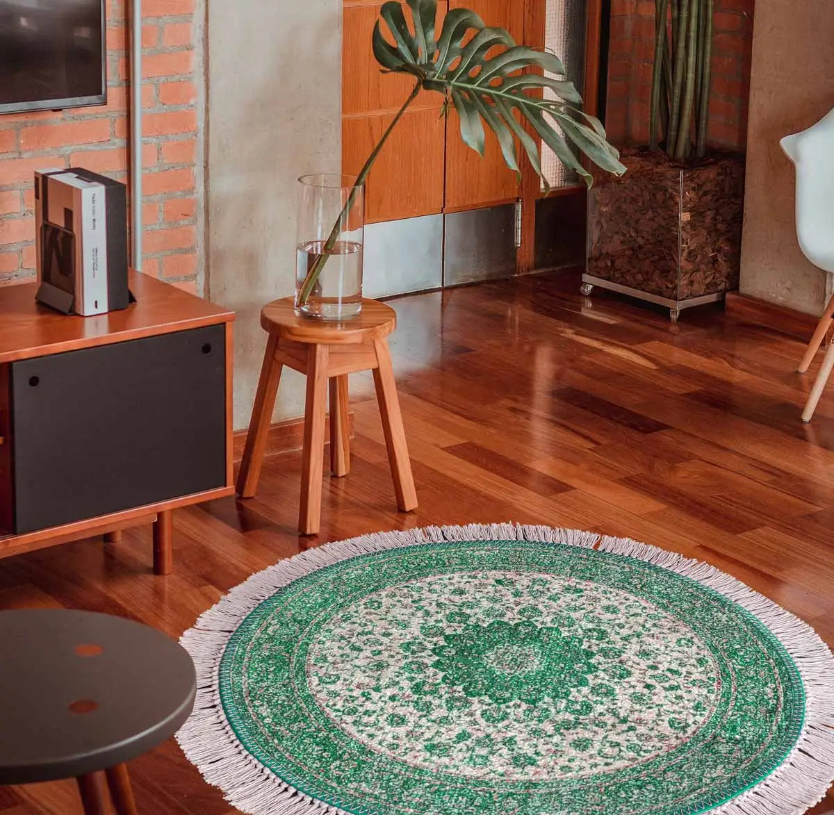Avioni Persian Carpets For Living Room – Round – Green