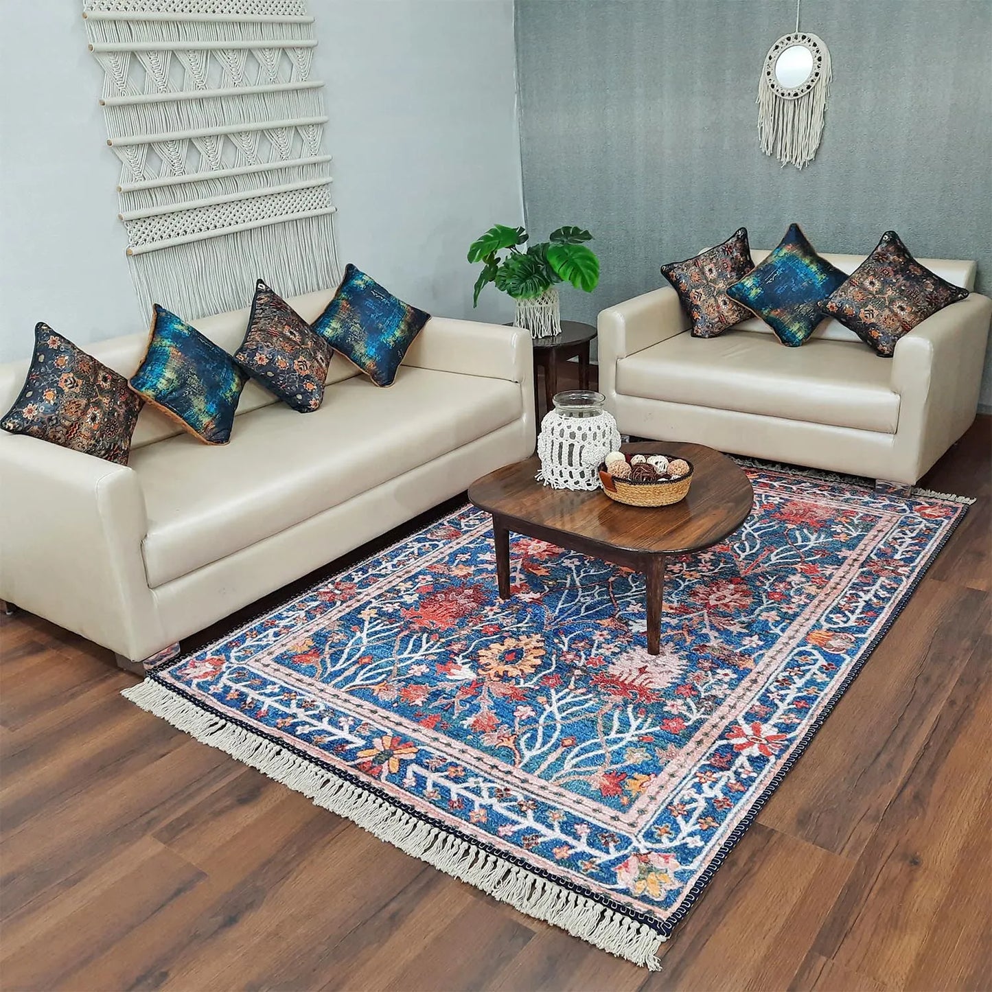 Avioni Home Persian Carpet – Floral Design – Faux Silk Living Room Rug